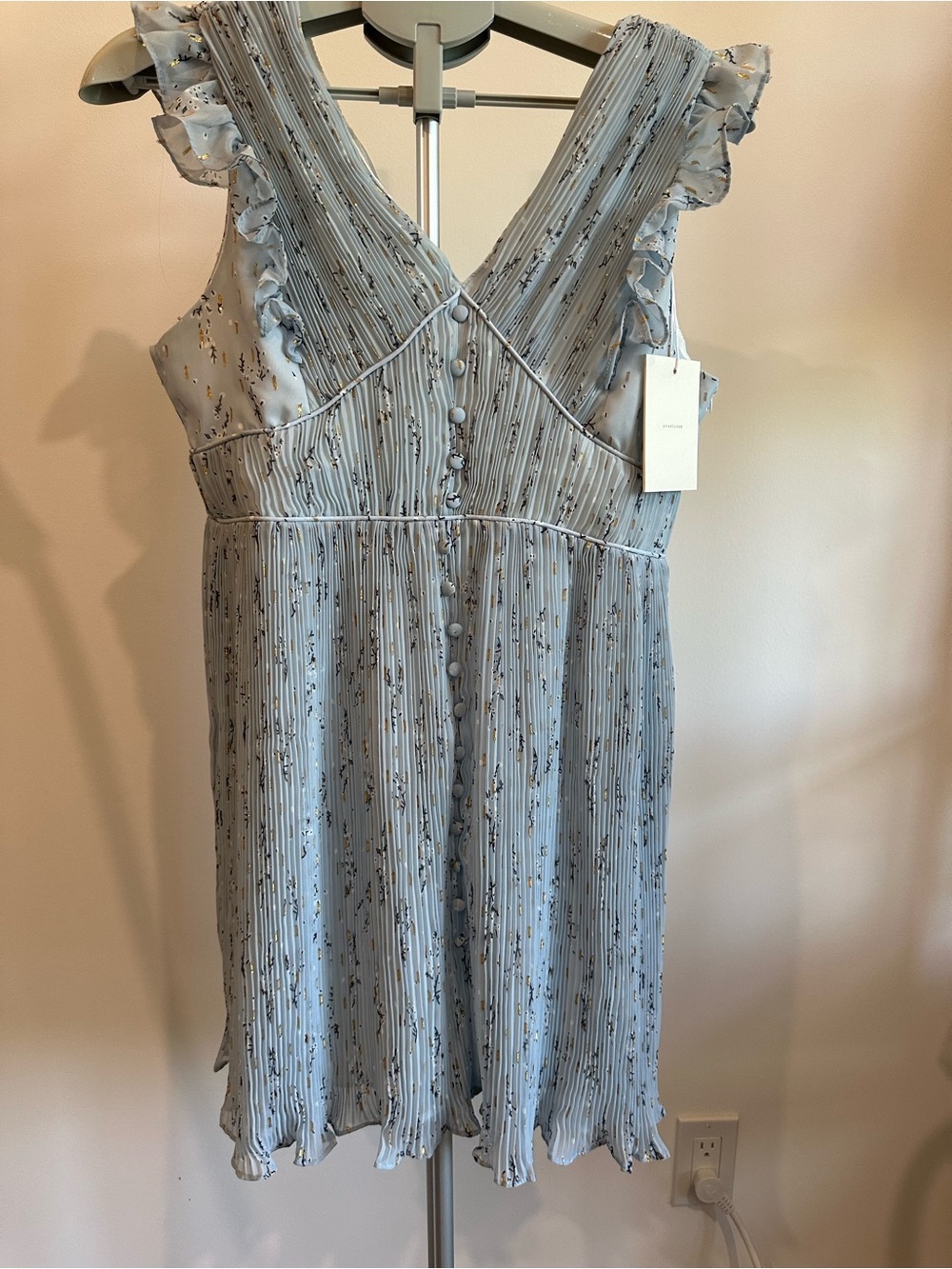 Avantlook Light Blue Dress with Gold Accents